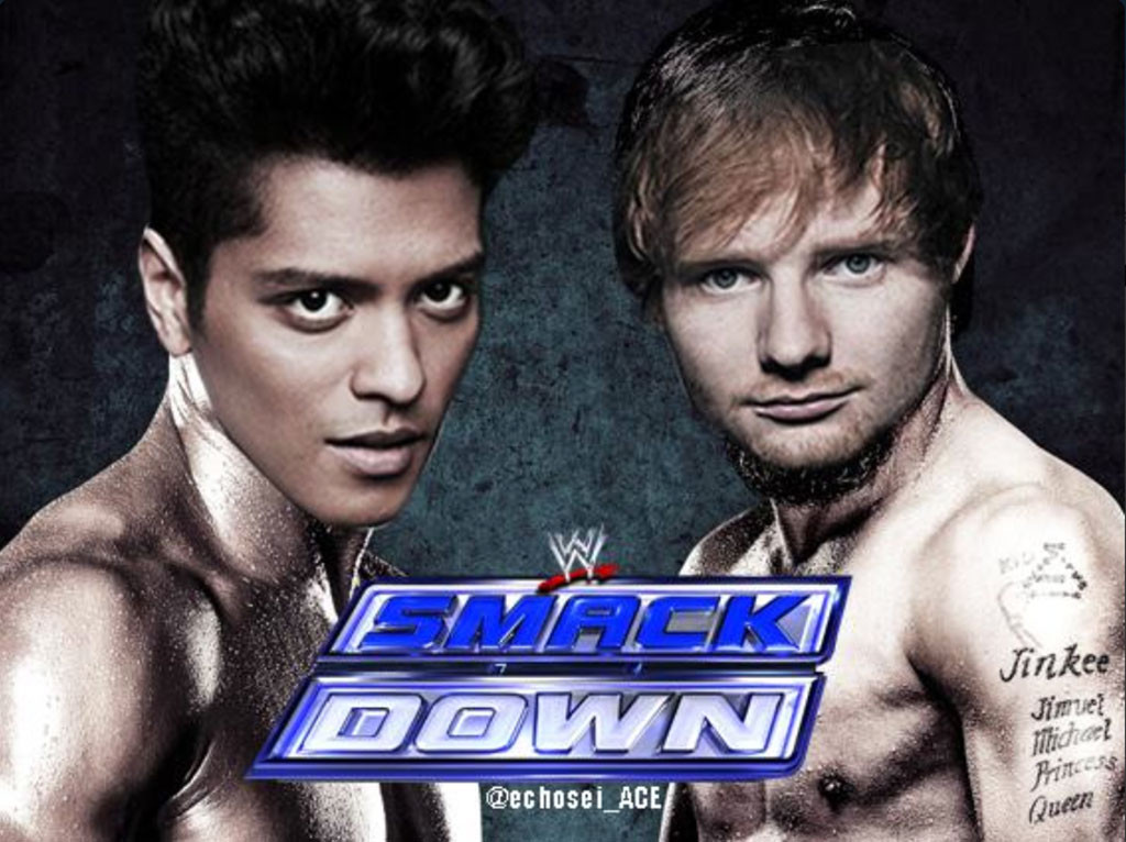 Bruno Mars Jokingly Picks A Fight With Ed Sheeran After Nicki Minaj Bruno Mars Jokingly Picks A Fight With Ed Sheeran After Nicki Minaj